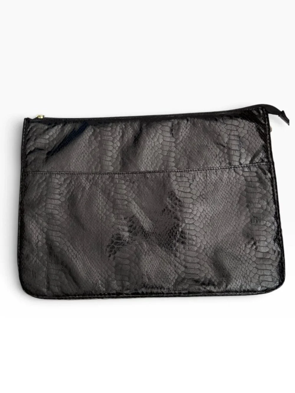 Black Faux Leather Snakeskin Pattern Lap top /Clutch Bag With Zipper Closure & B